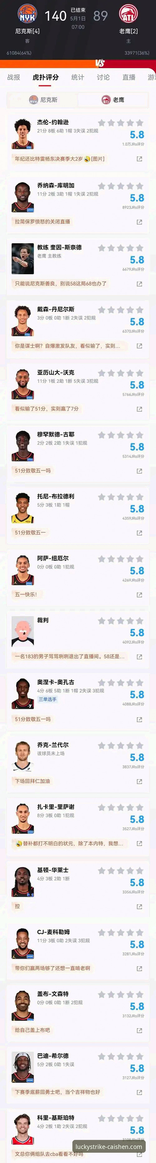 NBA季后赛创纪录之战观看教程：尼克斯140-89大胜老鹰晋级